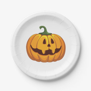 Plato De Papel Feliz Fiesta de calabaza de Halloween