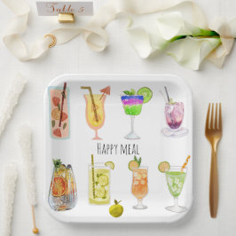 Plato De Papel Feliz fiesta de cumpleaños Imagen única de cóctel 