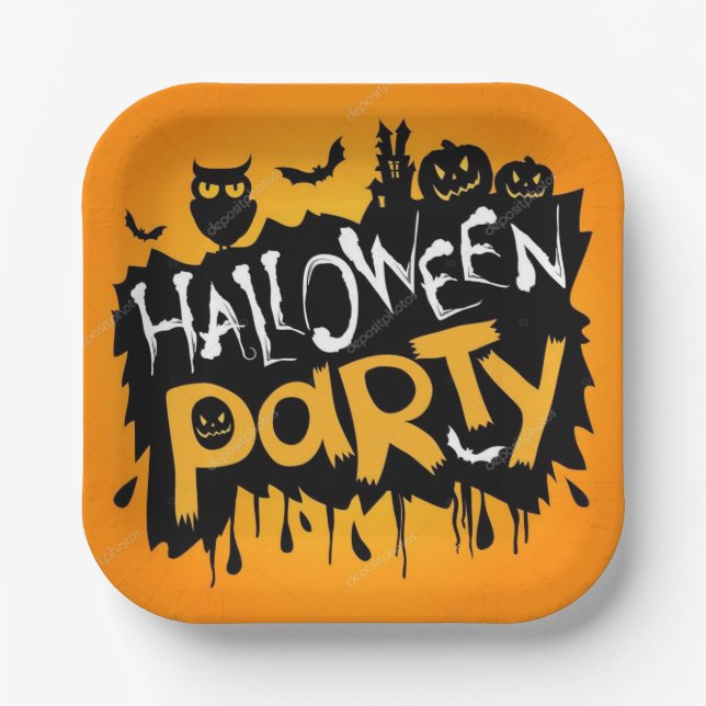 Plato De Papel Feliz Fiesta de Halloween (Anverso)