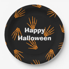 Plato De Papel Feliz Fiesta de Halloween Naranjas