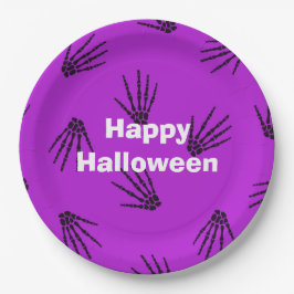 Plato De Papel Feliz Fiesta de Halloween Purple Bones