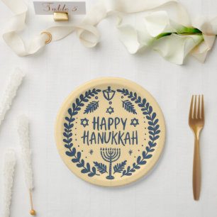 Plato De Papel Feliz Fiesta de Hanukkah caprichoso