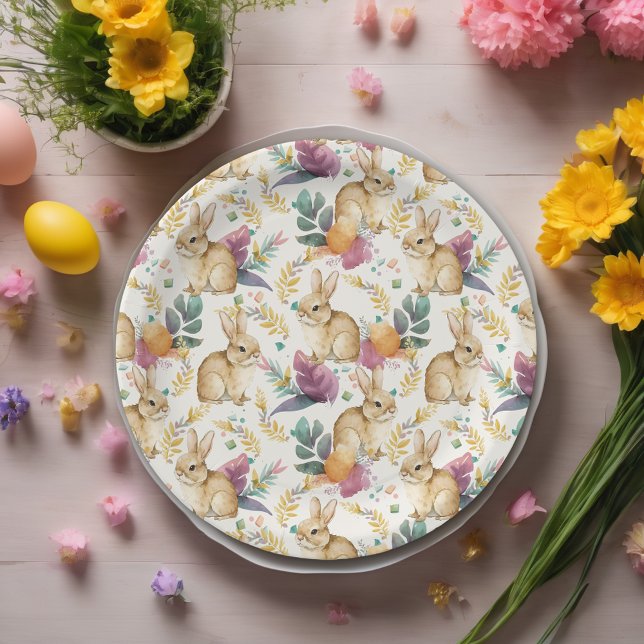 Plato De Papel Feliz Fiesta de Pascua Bunnies Galore (Subido por el creador)