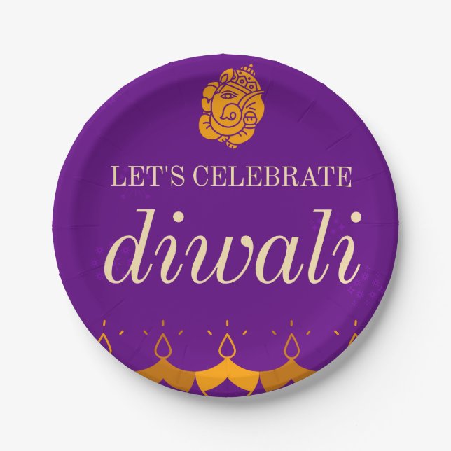 PLATO DE PAPEL FELIZ FIESTA DIWALI (Anverso)