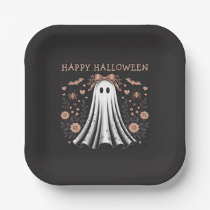 Plato De Papel Feliz Fiesta fantasma de Halloween