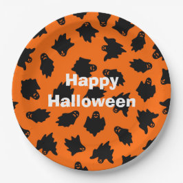 Plato De Papel Feliz Fiesta Naranja de Halloween