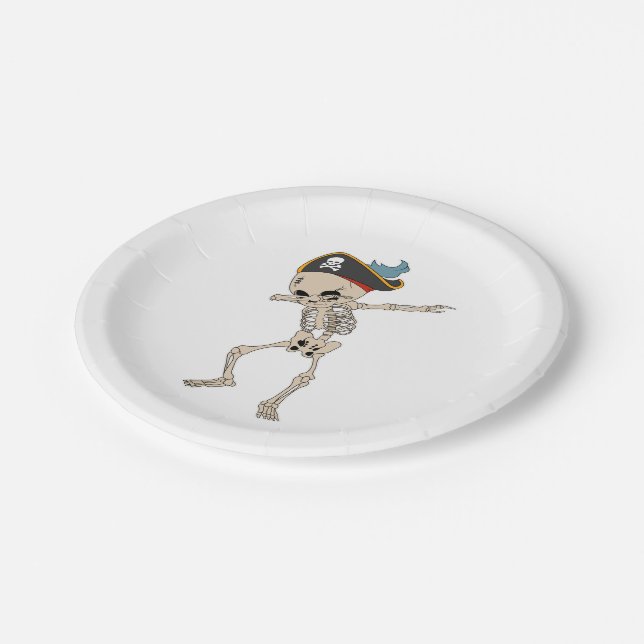 Plato De Papel Feliz Fiesta pirata de Halloween Dab Skeleton (Angular)