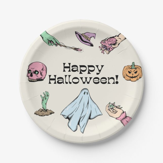 Plato De Papel Feliz Halloween (Anverso)