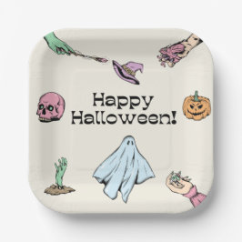 Plato De Papel Feliz Halloween