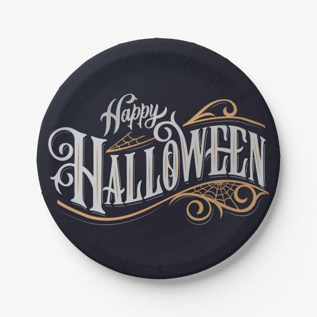 Plato De Papel Feliz Halloween (Anverso)