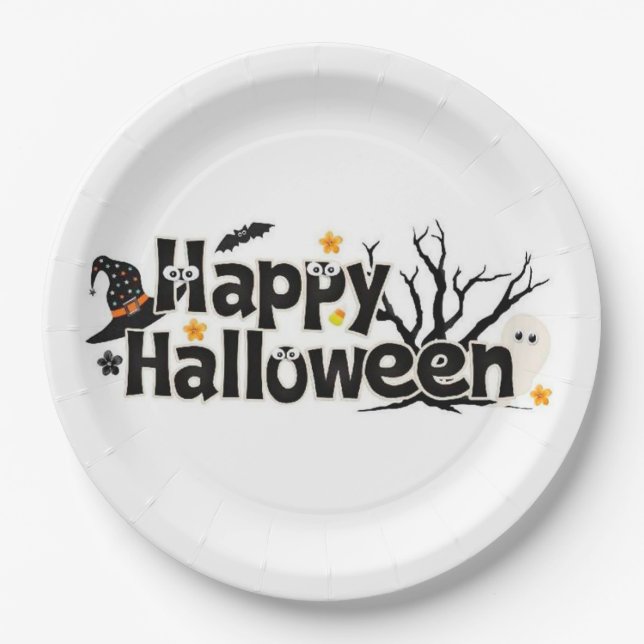 Plato De Papel Feliz Halloween (Anverso)