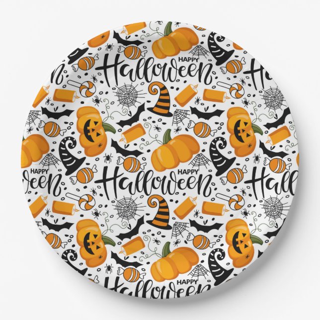 Plato De Papel Feliz Halloween (Anverso)