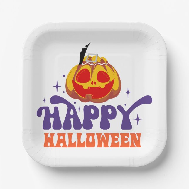 Plato De Papel Feliz Halloween (Anverso)