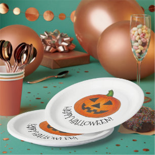 Plato De Papel Feliz Halloween Calabaza Jack o el Fiesta Lantern