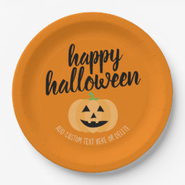 Plato De Papel Feliz Halloween - Cute Calabaza Jack-o-Lantern