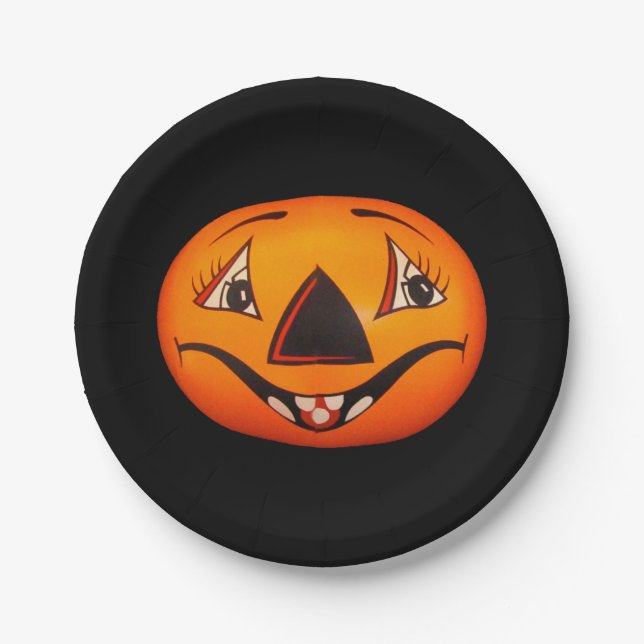 Plato De Papel Feliz Halloween de Jack O’ Lantern (Anverso)