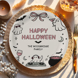 Plato De Papel Feliz Halloween Dibujado a Mano