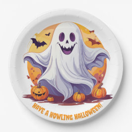 Plato De Papel Feliz Halloween Fantasma