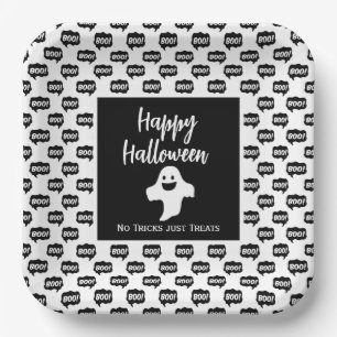 Plato De Papel Feliz Halloween fantasma boo no trucos solamente t