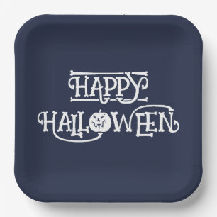 Plato De Papel 'Feliz Halloween' Fiesta de Halloween de Azul Mari