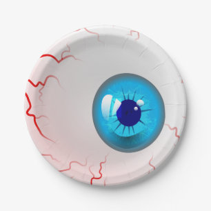 Plato De Papel ¡Feliz Halloween! Globo del ojo azul