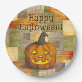 Plato De Papel Feliz Halloween Jack O' Lantern Pumpkin
