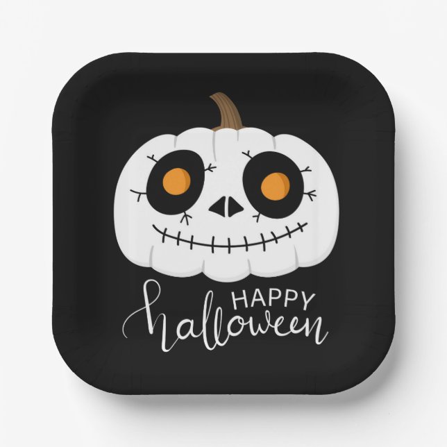 Plato De Papel Feliz Halloween Script Cumpkin (Anverso)
