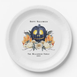 Plato De Papel Feliz Halloween Spooky Samhain Pumpkins Crystals