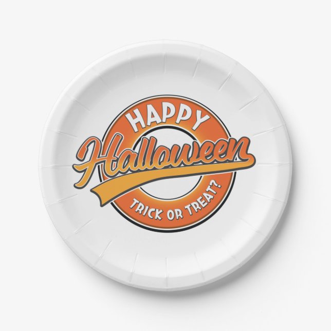 Plato De Papel Feliz Halloween toma o trata? (Anverso)