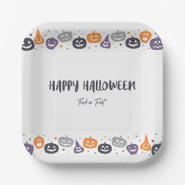 Plato De Papel Feliz Halloween Truco o trato