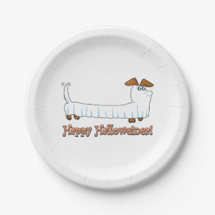 Plato De Papel Feliz Halloweiner Dachshund