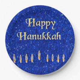 Plato De Papel Feliz Hanukkah