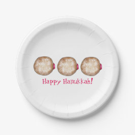 Plato De Papel Feliz Hanukkah Chanukah Jelly Donut Doughnut