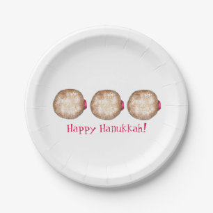 Plato De Papel Feliz Hanukkah Chanukah Jelly Donut Doughnut