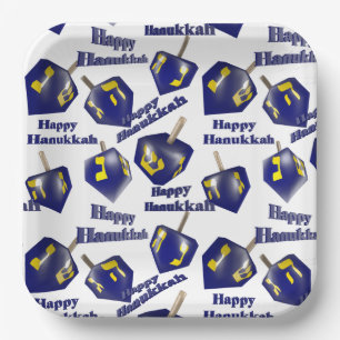 Plato De Papel Feliz Hanukkah Spinning Dreidel