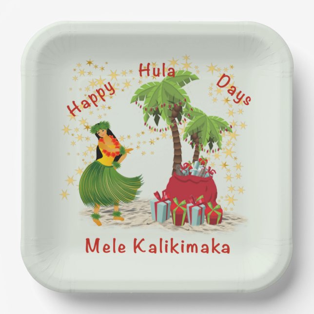 Plato De Papel Feliz Hula Days 2 Placa de papel (Anverso)