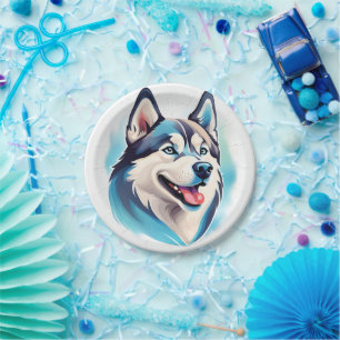 Plato De Papel Feliz Husky Dog Mascota Wham-O Frisbee