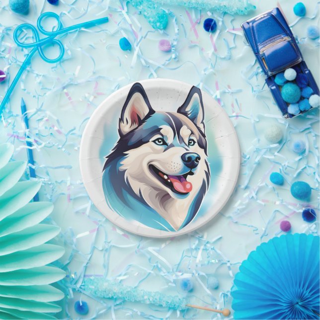 Plato De Papel Feliz Husky Dog Mascota Wham-O Frisbee (Fiesta)