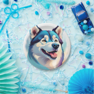 Plato De Papel Feliz Husky Dog Mascota Wham-O Frisbee