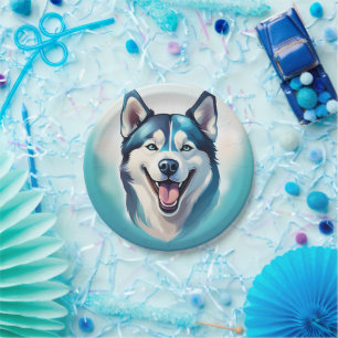 Plato De Papel Feliz Husky Dog Mascota Wham-O Frisbee