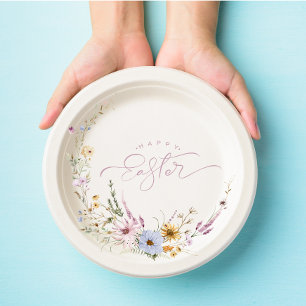 Plato De Papel Feliz invierno de primavera flor