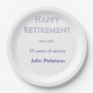Plato De Papel Feliz jubilación gris nombre año años de servicio