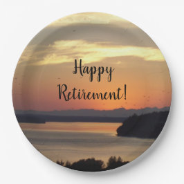Plato De Papel Feliz Jubilación Naranja Seascape Sunset
