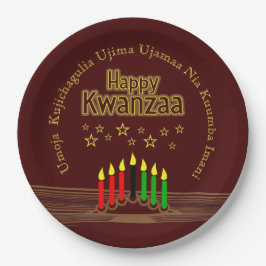Plato De Papel Feliz Kwanzaa Siete principios 9"