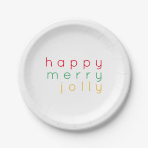 Plato De Papel FELIZ MERRY JOLLY 7" Placas de papel redondo