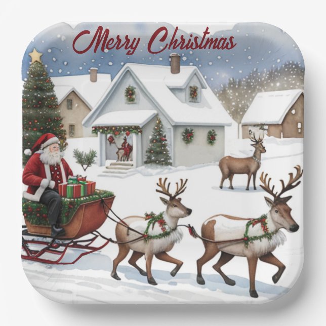 Plato De Papel Feliz Navidad (Anverso)