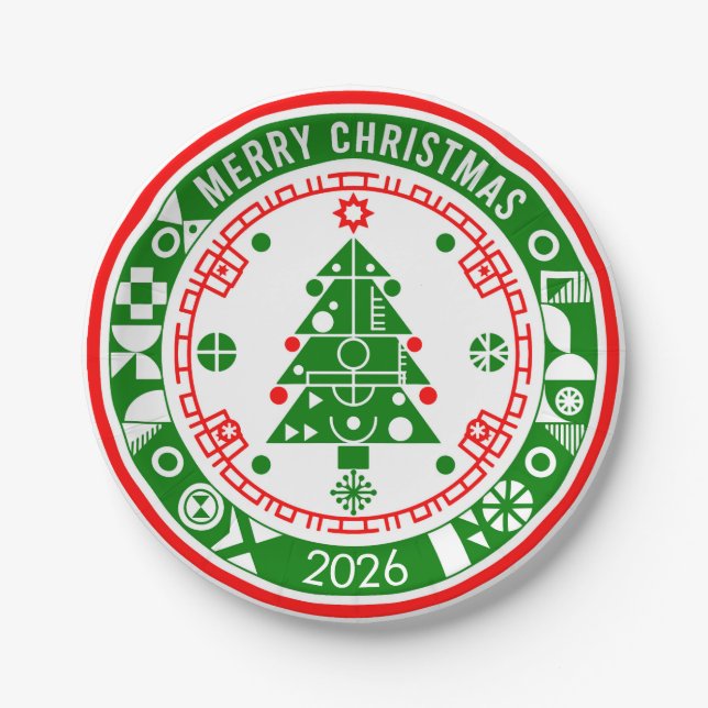 Plato De Papel Feliz Navidad (Anverso)