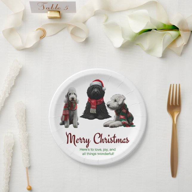 Plato De Papel Feliz Navidad a los perros