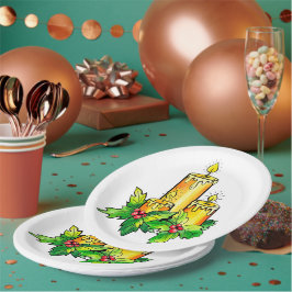 Plato De Papel Feliz Navidad Amarilla Y Feliz Año Nuevo