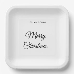 Plato De Papel Feliz Navidad añadir nombre texto regalo personali